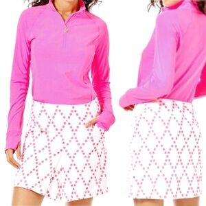 LILLY PULITZER Monica Skort Luxletic Gulf Skirt Prosecco Pink Diamond Eyelet NWT